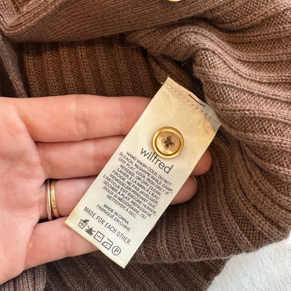 Wilfred Chocolate Brown Merino Wool Ribbed V-Neck Cardigan XS - Picture 4 of 5